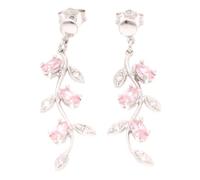 Women's 9Carat White Gold Pink Sapphire & Simulated Diamond Stud Drop Earrings (10.5x39.5mm) | The Perfect Gift For A Special Lady | Jollys Jewellers