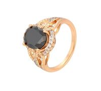 Women's 9K/14K/18K Rosegold Luxurious Wedding Band Ring Oval Black Onyx
