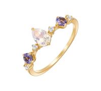 Women's 9K Au375 Gold Wedding Band 4-Prong Teardrop Moonstone, Size V 1/2