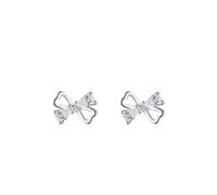 Women's 9K White Gold Au375 Hollow Bow Knot Earrings Moissanite
