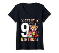 Women's 9th Red Panda Birthday 9 Year Old Girl Pandas V-Neck T-Shirt