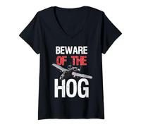Women's A-10 Warthog - Beware of the Hog T-Shirt V-Neck T-Shirt