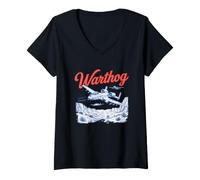 Women's A-10 Warthog Thunderbolt BRRRT Military Jet V-Neck T-Shirt