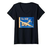 Women's A-26 Invader Twin-Engine WW2 American Aircraft Graphic V-Neck T-Shirt