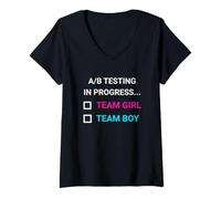 Women's A B Testing Gender Reveal Funny Baby Shower Graphic V-Neck T-Shirt