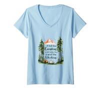 Women's A Bad Day Camping Better Than Working RV Tent Mountain V-Neck T-Shirt
