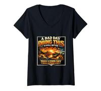 Women's A Bad Day Doing This Funny Outdoor Quote V-Neck T-Shirt