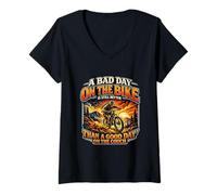 Women's A Bad Day ON THE Bike Funny Quote V-Neck T-Shirt