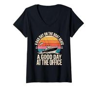 Women's A Bad Day On The Boat Beats A Good Day At The Office V-Neck T-Shirt