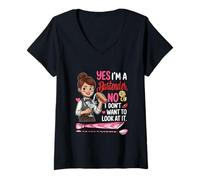 Women's A Bartender Funny Joke Don't Want to Look At It Mother's Day V-Neck T-Shirt