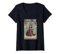 Women's A Book a Day Keeps Reality Away Fairy Reading Tarot Card V-Neck T-Shirt