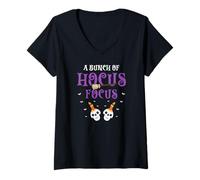 Womens A Bunch of Spooky Magic Fun Halloween Humor Scene V-Neck T-Shirt
