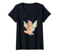 Womens A Charming Fairy with Ice Cream for Dreamers V-Neck T-Shirt