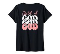 Womens A Child of God The Way The Truth The Life Jesus Art ON Back V-Neck T-Shirt