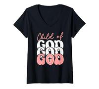 Womens A Child of God The Way The Truth The Life Jesus Cross Lion V-Neck T-Shirt