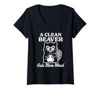 Women's A Clean Beaver gets More Wood V-Neck T-Shirt