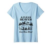 Women's A Clean Beaver gets More Wood V-Neck T-Shirt