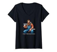 Womens A Cold One for the Old One Mechanic Beer V-Neck T-Shirt