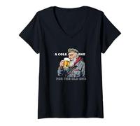 Womens A Cold One for The Old One Soldier Beer Enthusiasts V-Neck T-Shirt