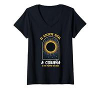 Womens A Coruna Espana Spain Solar Eclipse Totality August 12, 2026 V-Neck T-Shirt