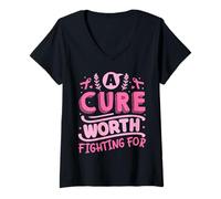 Womens A Cure Worth Fighting for | Breast Cancer V-Neck T-Shirt