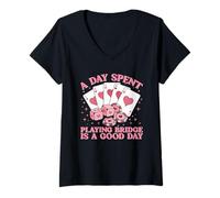 Womens A Day Spent Playing Bridge is A Good Day V-Neck T-Shirt