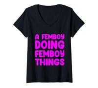 Womens A Femboy Doing Femboy Things V-Neck T-Shirt