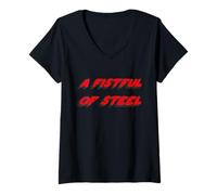 Womens A Fistful of Steel | 1990's Song of Rage V-Neck T-Shirt