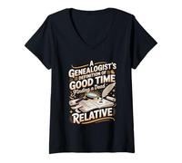 Women's A Genealogist's Definition of A Good Time Finding A Dead Rel V-Neck T-Shirt