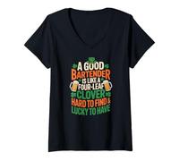 Women's A Good Bartender Four Leaf Clover Bartending Lucky V-Neck T-Shirt