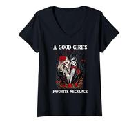 Womens A Good Girl's Favorite Necklace Dark Romance Smut Book Smutt V-Neck T-Shirt