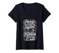 Womens A Horse Will Never Break Your Heart Equestrian Horseback V-Neck T-Shirt