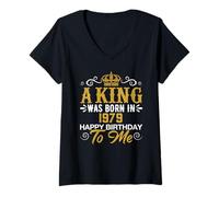 Womens A King Was Born In 1979 Happy Birthday To Me Shirt 1979 V-Neck T-Shirt