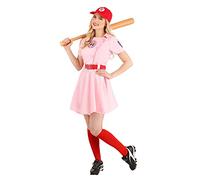 Women's A League of Their Own Costume, Dottie Baseball Outfit with Embroidered Patches and Canvas Hat