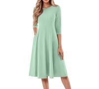 Women's A-Line 3/4 Sleeve Midi Casual Dresses Solid Color Crew Neck Work Dress for Women with Pockets UK,Boho Dresses for Women Flowy Beach Denim Dress Casual V Neck Midi Summer with,u2605k