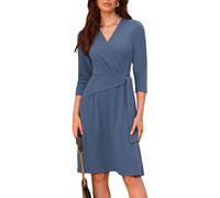 Women's A-line Dress Business Slim fit with Belt Wedding Guest Dresses Everyday Dress Gray Blue XXL