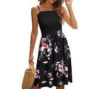 Women's A-Line Dress Elegant Off Shoulder Casual Cocktail Party Evening Dress Vintage Floral Flared Swing Party Dresses, Black 1, Large