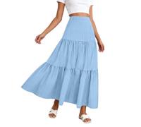 Women's A-Line Maxi Skirt, High Waist Skirts, Lightweight Chiffon, Flowing Spring, Summer Skirts, Outfit, Long Skirt, Bohemian, One Size, Adjustable Strap, Holiday Summer Skirt, Beach Dresses, O Blue