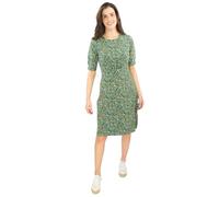 Women's A-Line Midi Dress Empire Line Ruched Details Short Sleeve Pull Over Cotton Jersey Scattered Print Elegant Casual Style (UK, Numeric, 20, Regular, Regular, Green)