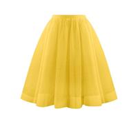 Women's A-Line Swing Skirt Solid Mesh Tulle Skirt Pleated Long Petticoat Elastic Waist Skirt Soft Drape Mid Length Skirt Large Size A Line Skirt Plus Size Tutu Skirt for Wedding Party Prom