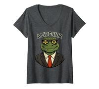 Women's A Litigator Alligator in A Suit Lawyer V-Neck T-Shirt