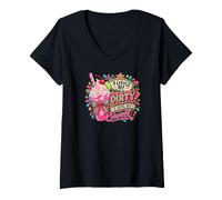 Women's A Little Bit Dirty A Lotta Bit Sweet Leopard Dirty Soda Idea V-Neck T-Shirt