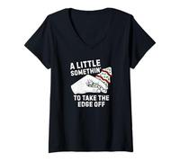 Women's A Little Something to Take The Edge Off Christmas Tree Cake V-Neck T-Shirt