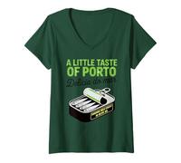 Womens A Little Taste of Porto Sardines Wild Caught Seafood Lover V-Neck T-Shirt