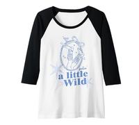 Womens A Little Wild Feelin Cocktail Girl Retro Vintage Summer Vibe Raglan Baseball Tee