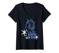 Women's A Little Wild Feelin Cocktail Girl Retro Vintage Summer Vibe V-Neck T-Shirt