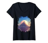 Women's A Lonely Mountain of Candy Cotton with Clouds V-Neck T-Shirt