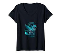 Women's A Look into The Future Cyber Cat SciFi Cat Design V-Neck T-Shirt