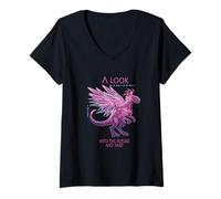 Women's A Look into the Future Cyber SciFi Dinosaur Design V-Neck T-Shirt