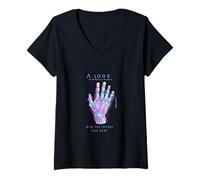 Women's A Look into The Future Futuristic Hand Cyber SciFi Design V-Neck T-Shirt